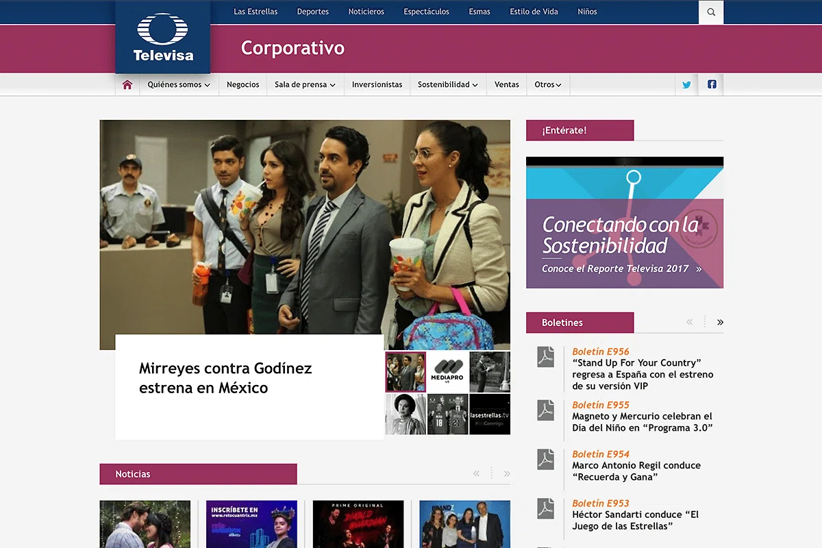 Team Lead & Responsive Grid Markup and Styles for Televisa, Mexico